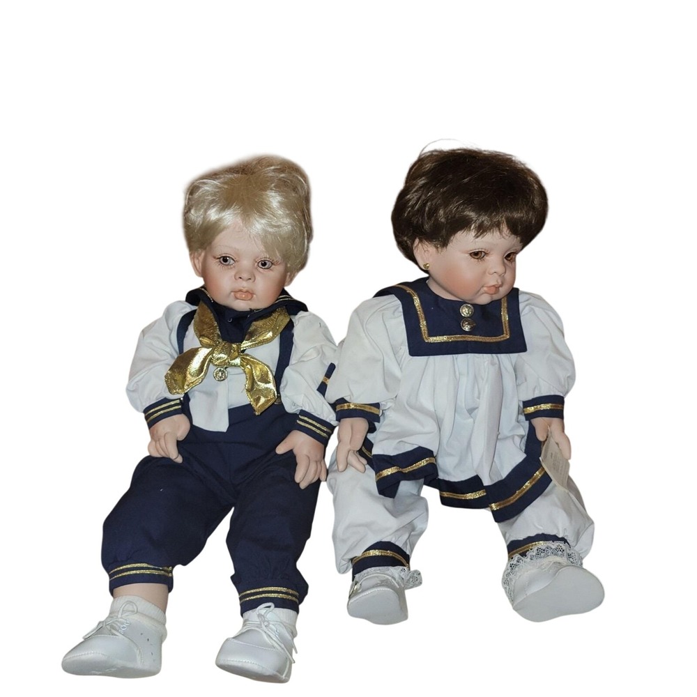 FayZah Spanos Precious Heirlooms Porcelain Doll Set Jolie Nautical Sailor 22in